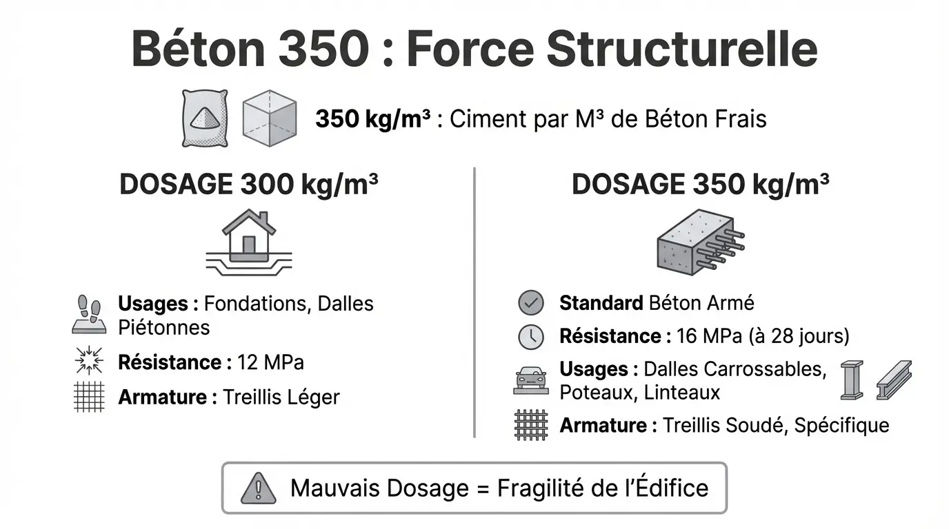 dosage béton 350 pour structure béton armé