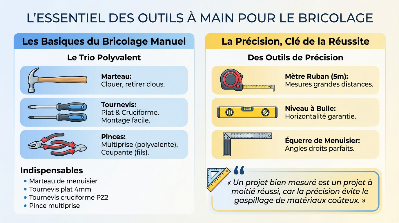 Sélection d'outils à main indispensables pour le bricolage à domicile