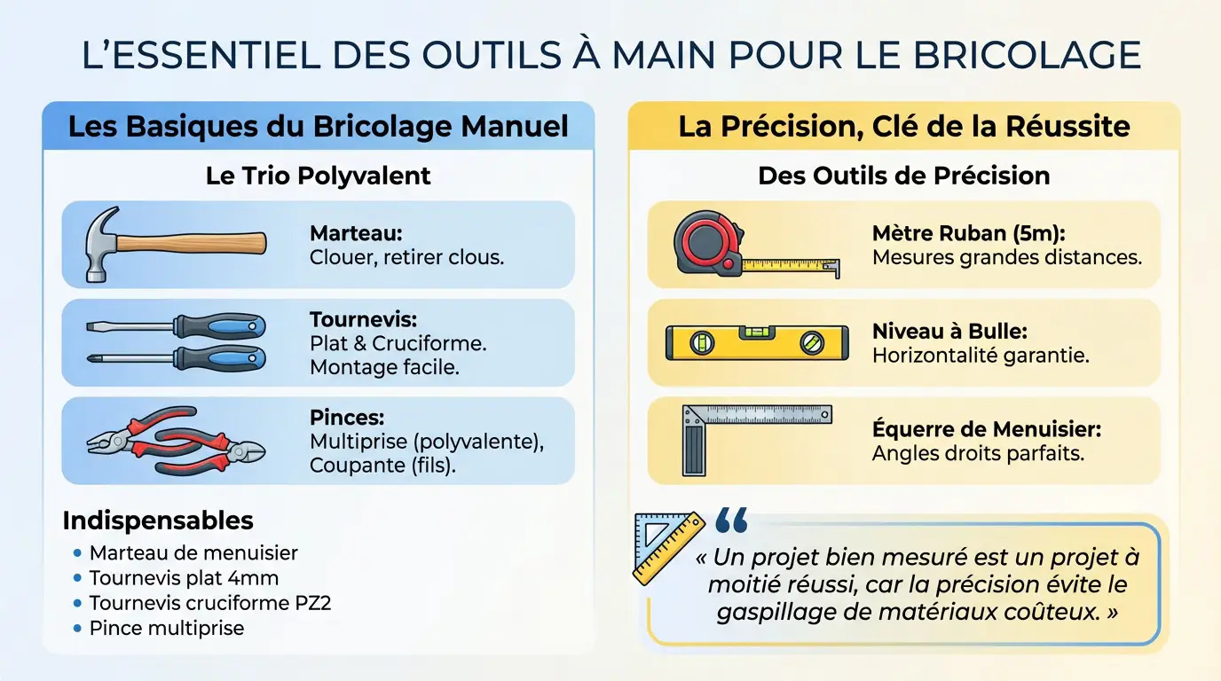 Sélection d'outils à main indispensables pour le bricolage à domicile