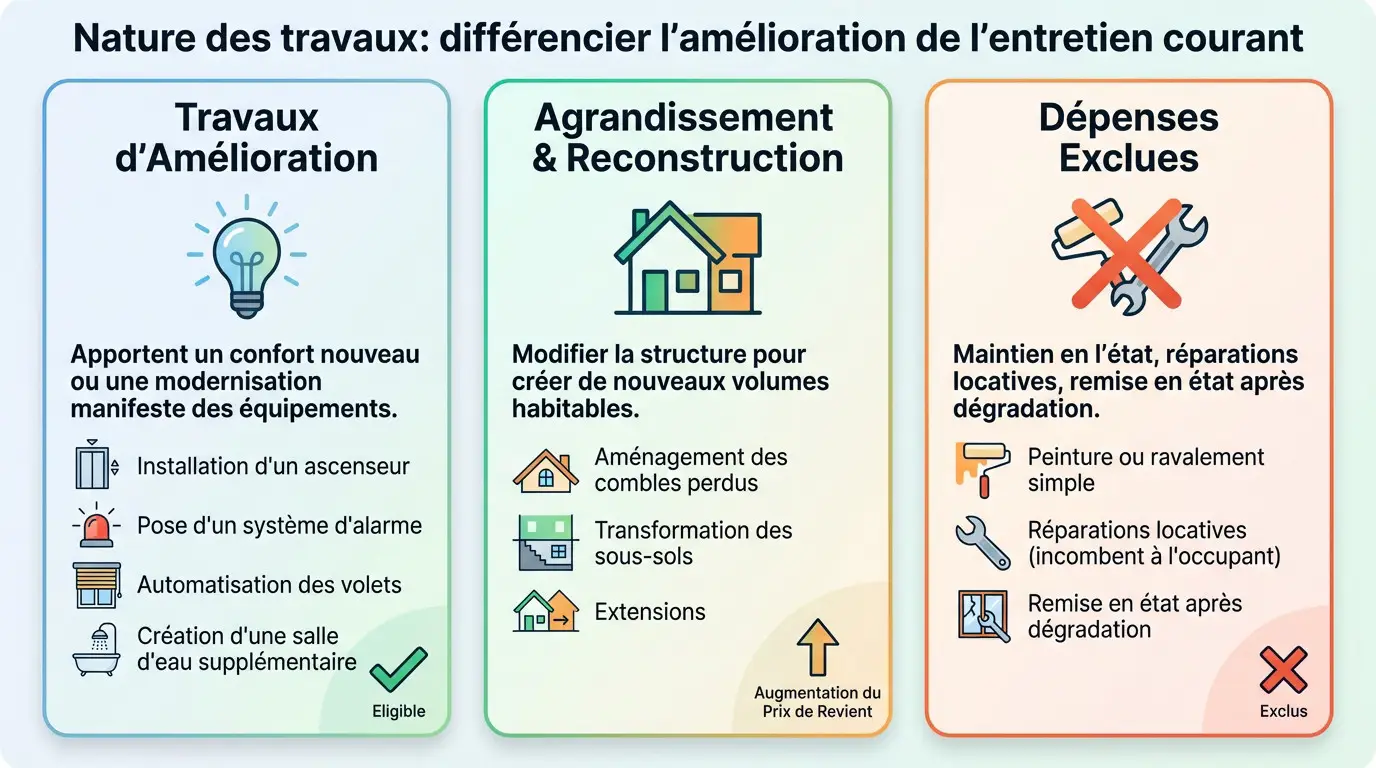Distinction fiscale entre amélioration et entretien pour un logement