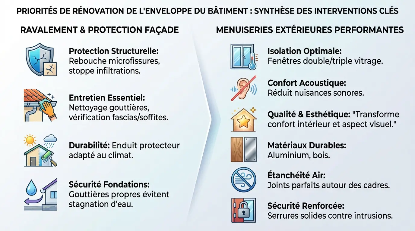 Travaux de rénovation de l'enveloppe extérieure d'une maison