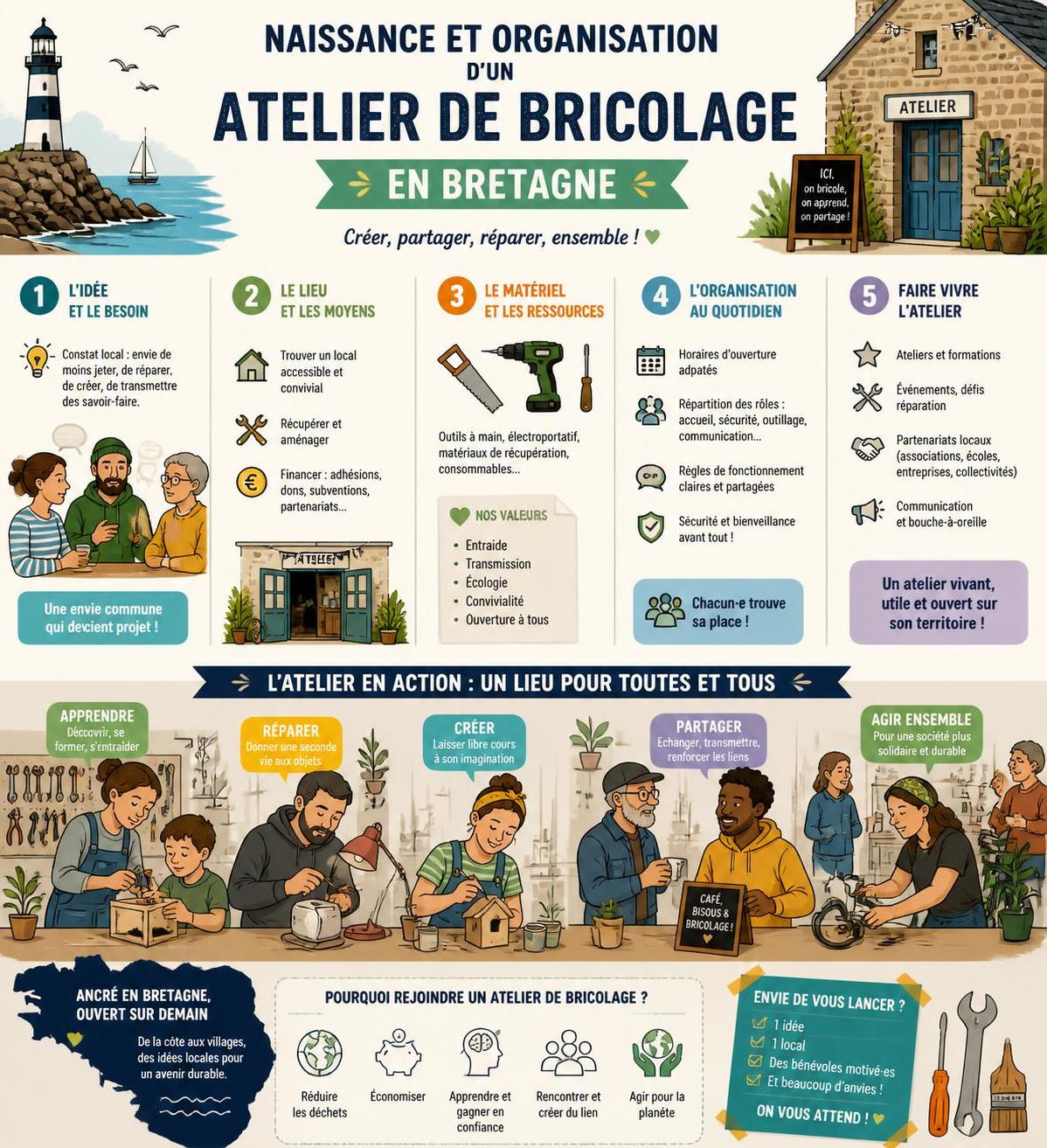 découvrez les ateliers de bricolage accessibles à tous, animés par une bretonne passionnée, pour apprendre à se débrouiller soi-même en toute confiance.