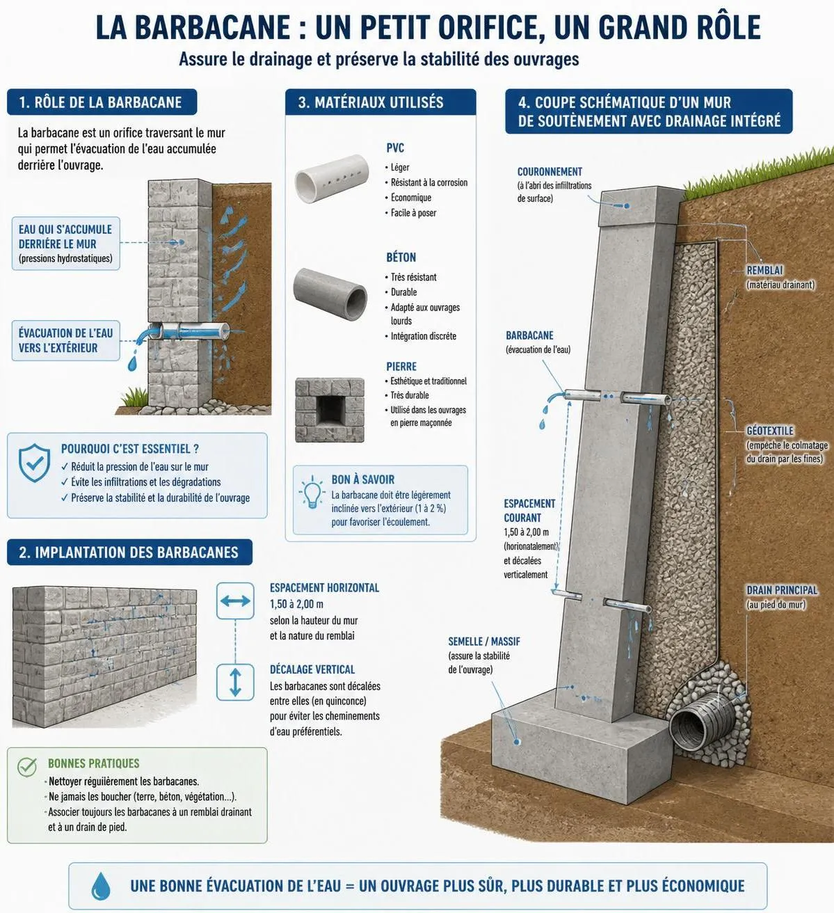 découvrez le rôle essentiel de la barbacane de mur, ainsi que les meilleures pratiques pour son installation et l'entretien efficace du drainage afin de protéger vos murs et fondations.