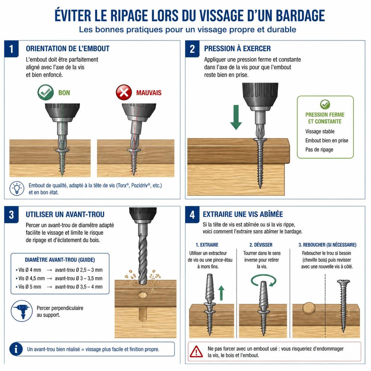 découvrez nos conseils pratiques pour choisir les embouts de vissage et les vis parfaits pour votre visseuse à bardage, garantissant un montage efficace et durable.