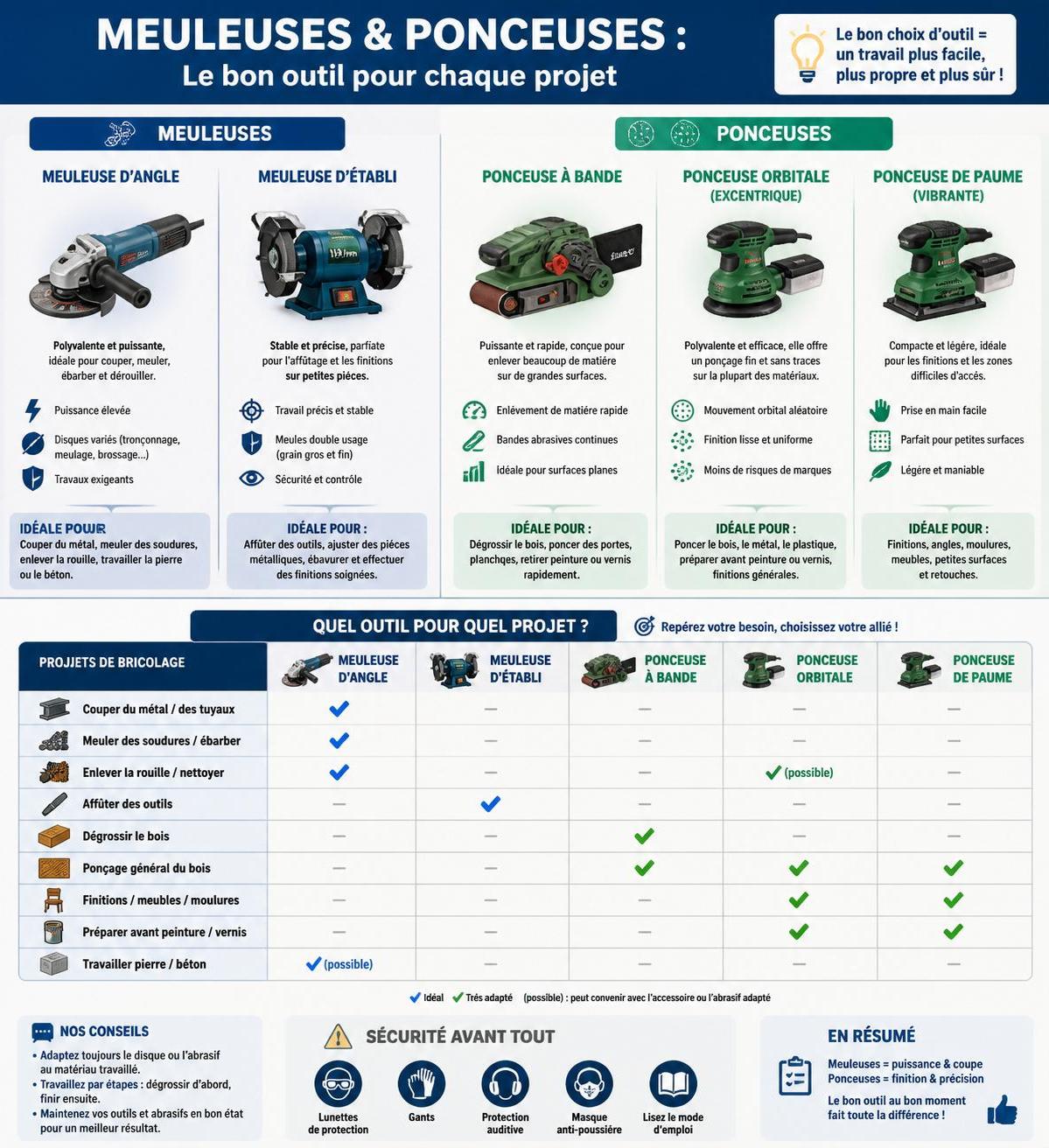 découvrez les différences entre meuleuse et ponceuse pour choisir l'outil adapté à votre projet de bricolage ou rénovation. conseils et astuces pour bien utiliser chaque appareil.