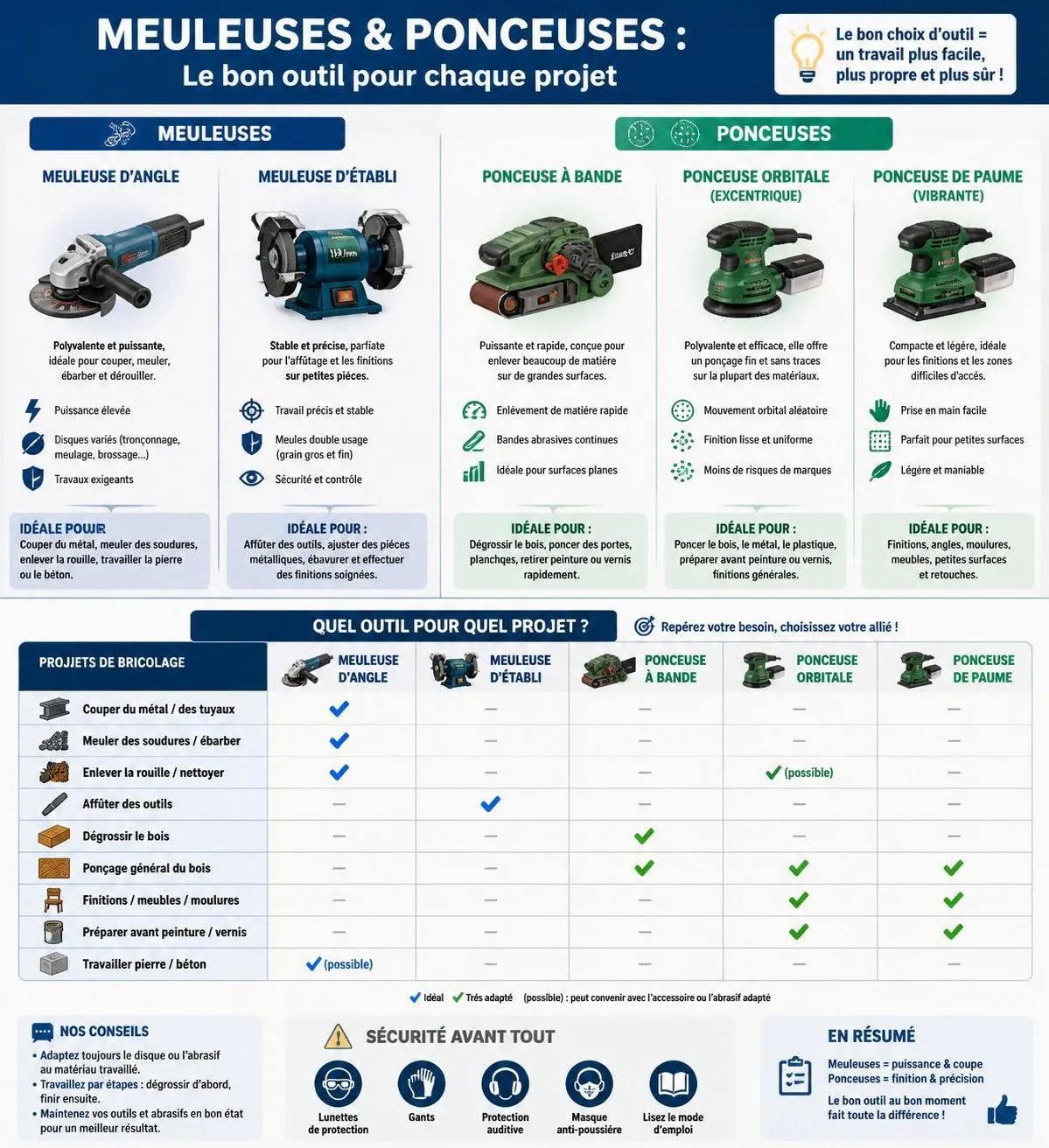 découvrez les différences entre meuleuse et ponceuse pour choisir l'outil adapté à votre projet de bricolage ou rénovation. conseils et astuces pour bien utiliser chaque appareil.