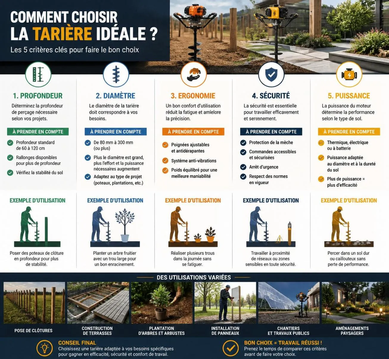 découvrez notre guide pratique pour bien choisir votre tarière, adaptée à tous vos travaux. conseils, astuces et critères essentiels pour un choix réussi.