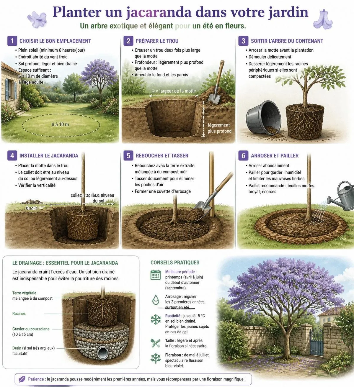 découvrez comment cultiver le jacaranda, ce flamboyant bleu aux fleurs envoûtantes, dans votre jardin en france. conseils pratiques pour un arbre magnifique et coloré.