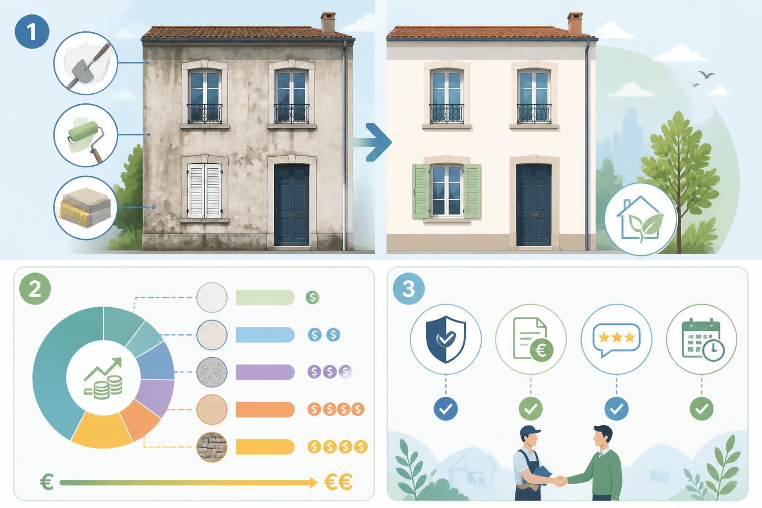 Ravalement de façade : prix matériaux et choix artisan 2026 découvrez les tarifs 2026 pour le ravalement de façade, le coût des matériaux et nos conseils pour bien choisir votre artisan.