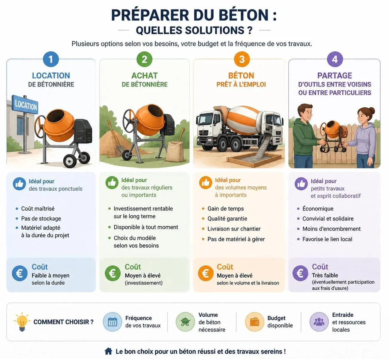 découvrez notre guide 2026 pour choisir entre l'achat ou la location d'une bétonnière adaptée à vos chantiers. conseils pratiques, avantages et astuces pour bien gérer vos travaux de construction.