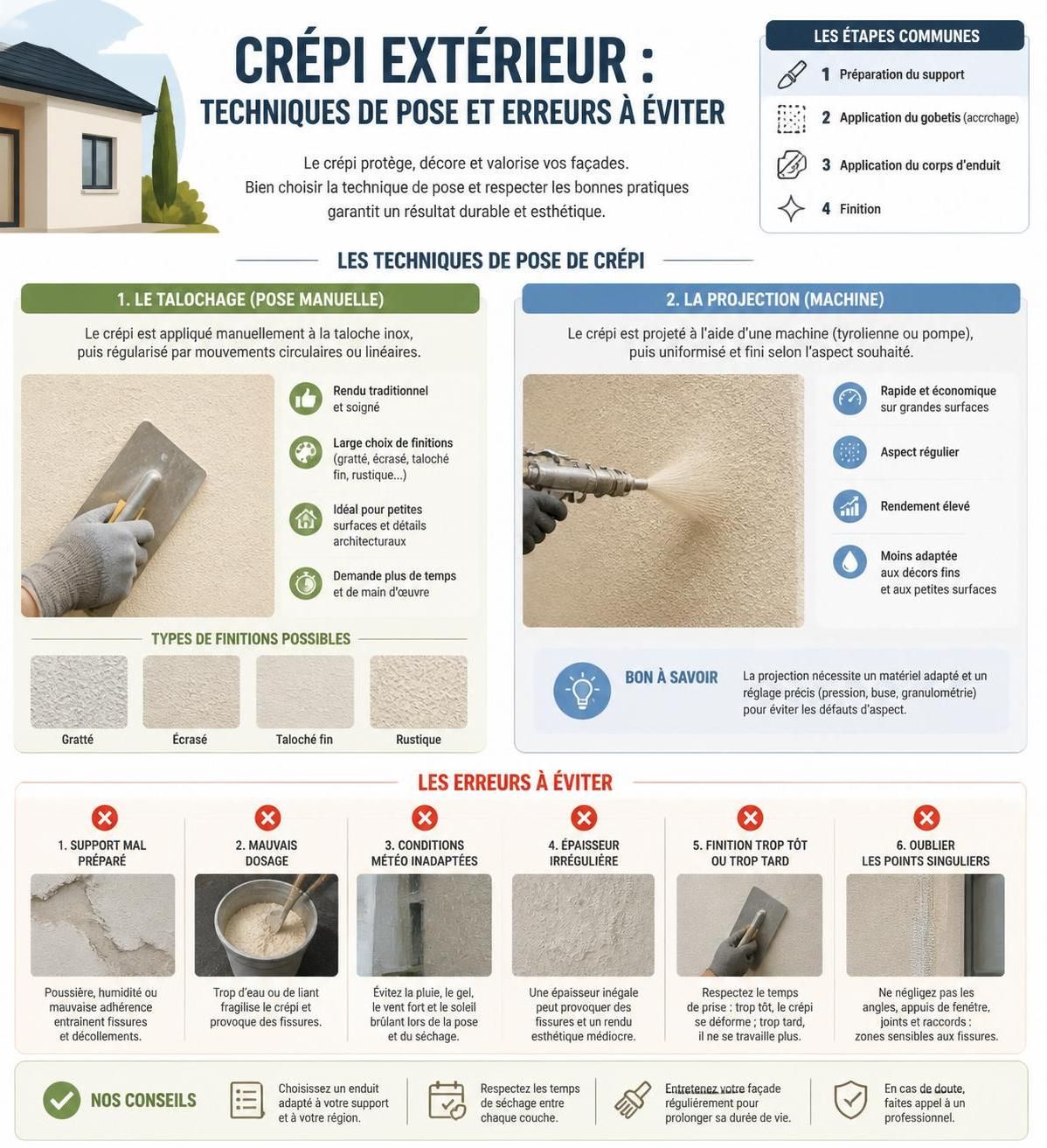 découvrez notre guide complet 2026 sur le crépi extérieur : prix, pose et choix des finitions pour embellir et protéger votre façade efficacement.