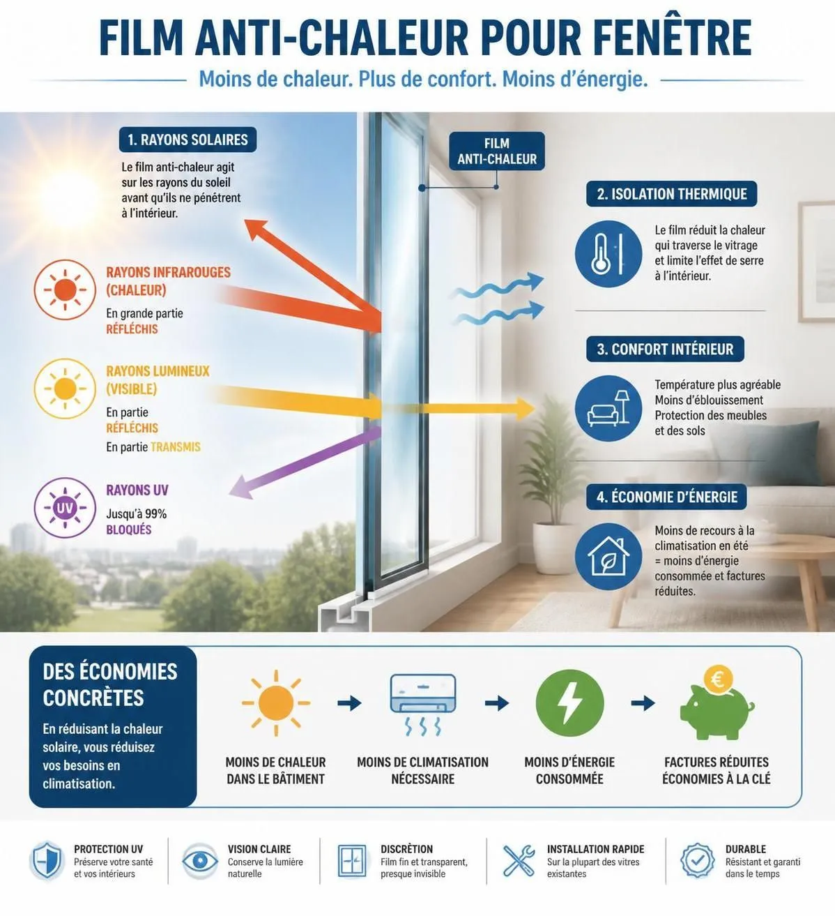 découvrez comment choisir et poser un film anti-chaleur pour fenêtre afin d'améliorer votre confort cet été en réduisant la chaleur et en protégeant votre intérieur.