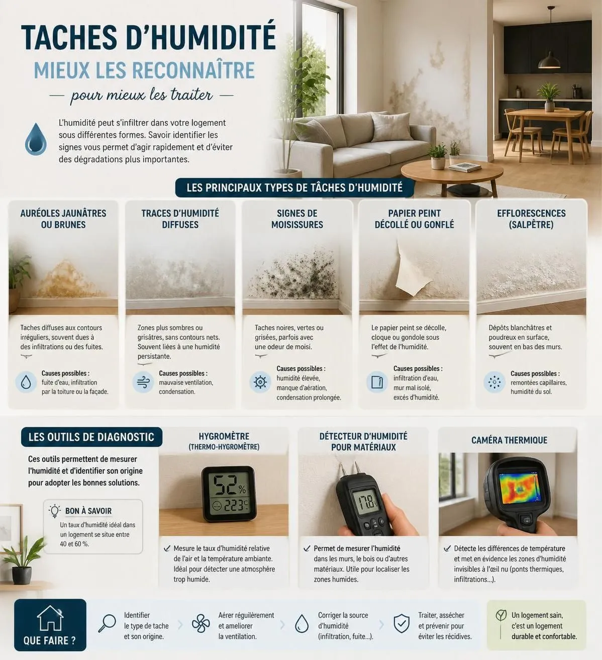 découvrez comment diagnostiquer l'humidité dans les murs, comprendre ses causes et appliquer des traitements durables pour protéger votre habitation en tant que propriétaire.