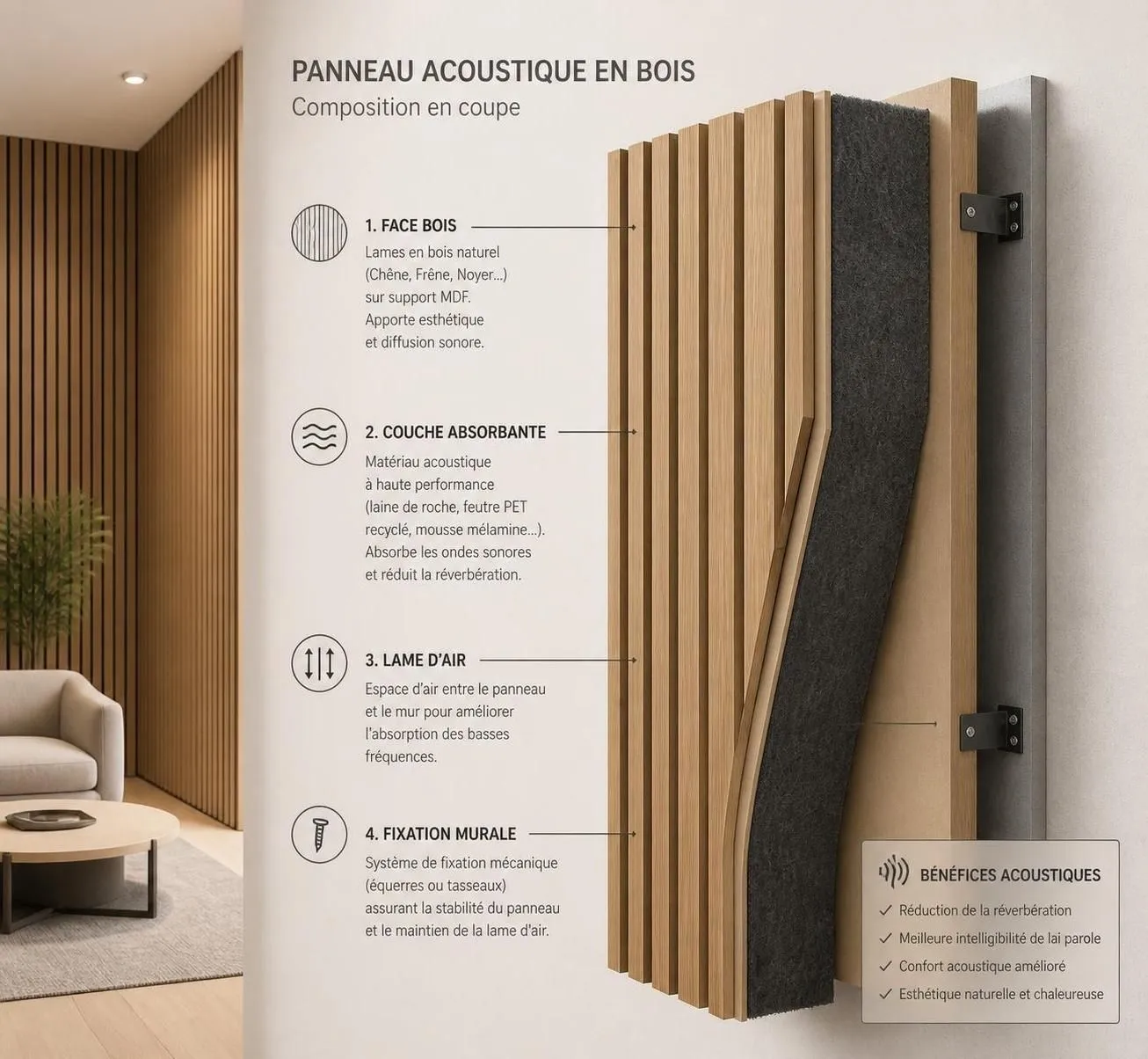 découvrez comment choisir et installer un panneau acoustique en bois pour optimiser l'isolation sonore et améliorer l'acoustique de votre pièce avec style et efficacité.