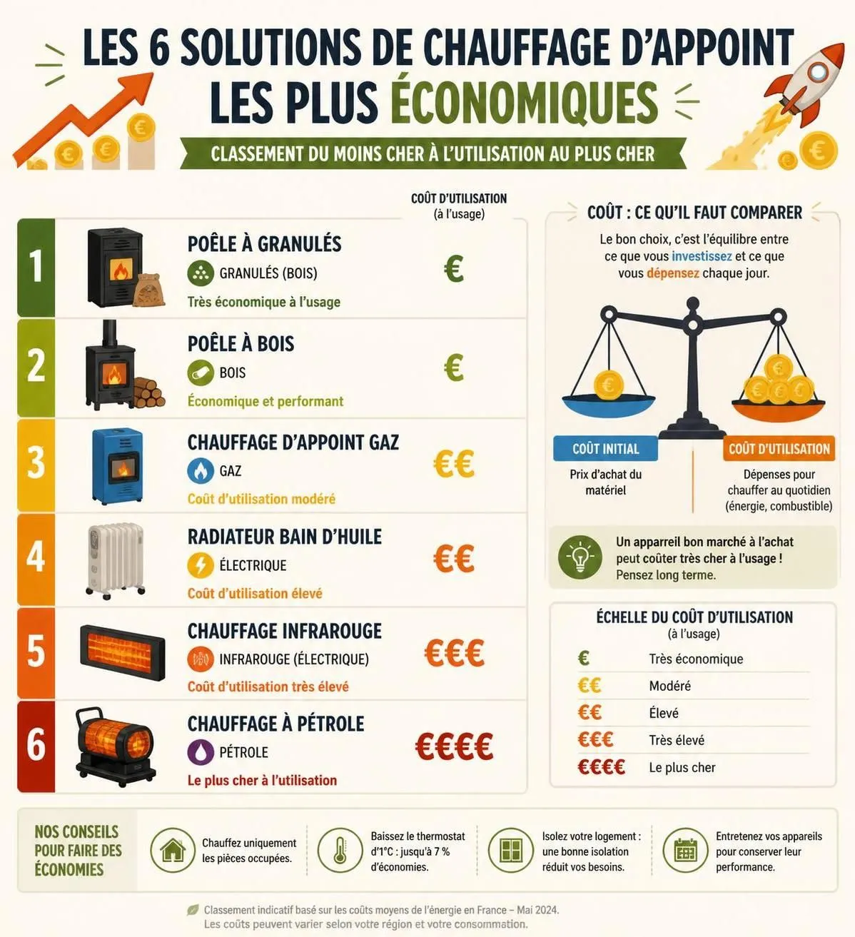 découvrez les 6 solutions de chauffage d'appoint économique, classées du moins au plus rentable pour chauffer votre intérieur efficacement tout en maîtrisant votre budget.