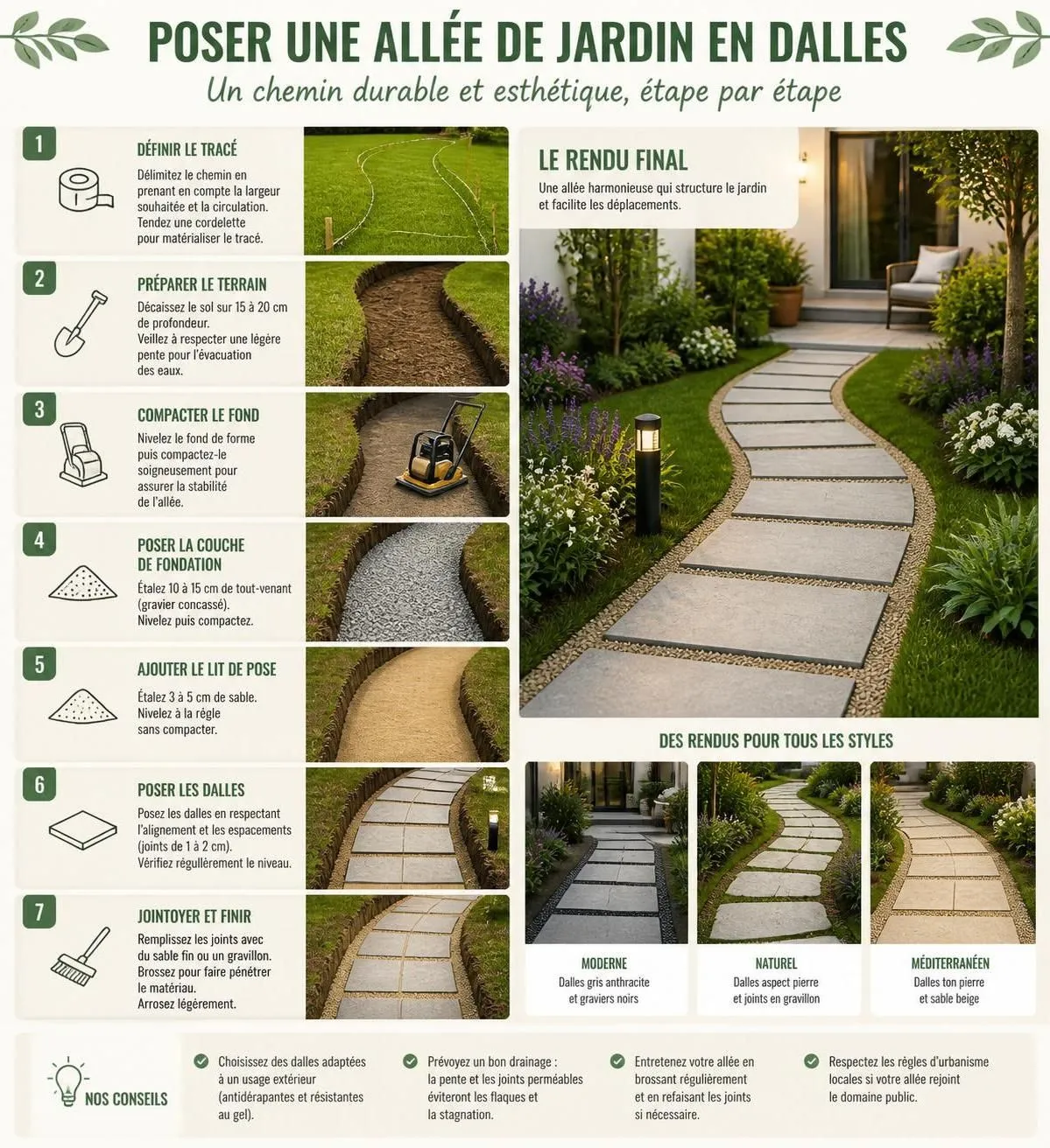 découvrez les avantages, le coût et la durabilité du gravier et des dalles pour aménager une allée de jardin esthétique et fonctionnelle.
