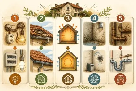 découvrez les 5 travaux prioritaires à réaliser dans une maison ancienne avant d'emménager pour assurer confort, sécurité et économie d'énergie.
