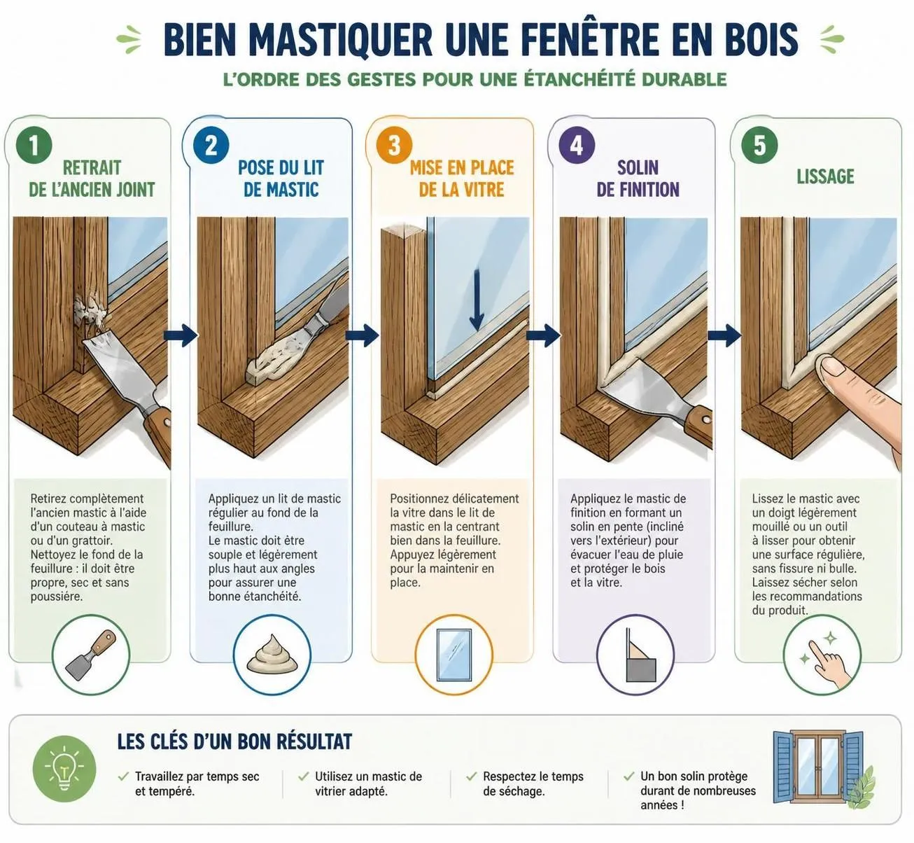 découvrez quand il est nécessaire de changer les joints de vos fenêtres en bois et quel produit utiliser pour mastiquer efficacement et protéger votre intérieur.