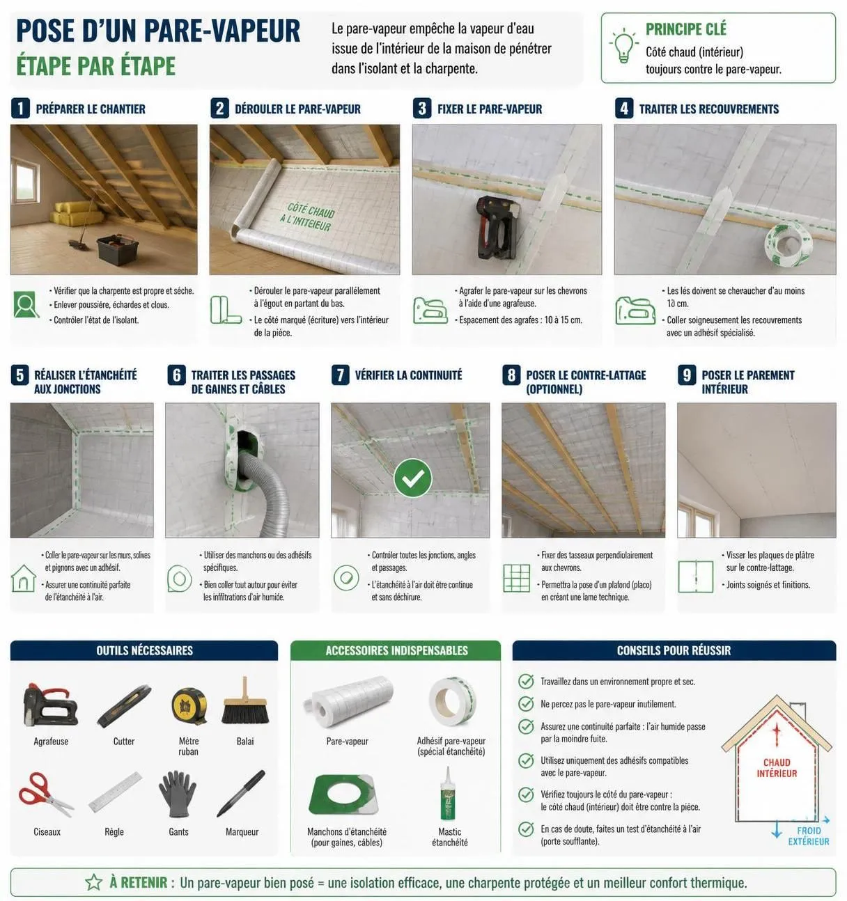 découvrez quand poser un pare-vapeur et apprenez à l'installer correctement dans vos combles pour protéger efficacement votre isolation et éviter les problèmes d'humidité.