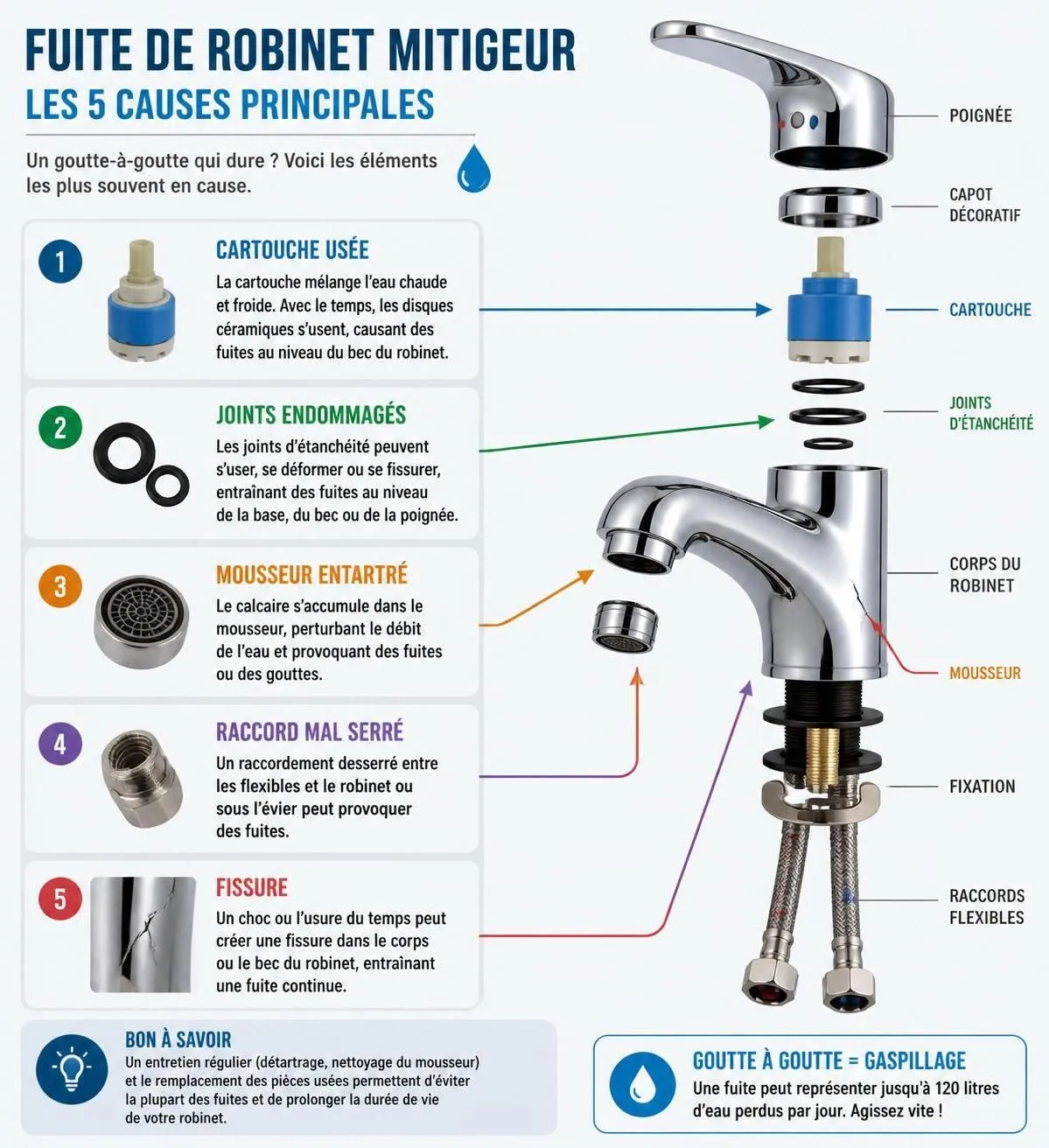 apprenez à réparer facilement un mitigeur qui goutte grâce à notre guide étape par étape. économisez de l'eau et évitez les fuites en suivant nos conseils simples pour une réparation diy réussie.