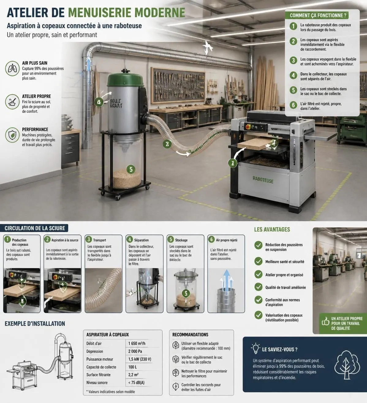 découvrez pourquoi un aspirateur à copeaux est indispensable pour votre atelier et explorez notre sélection des meilleurs modèles pour un espace de travail propre et sécurisé.