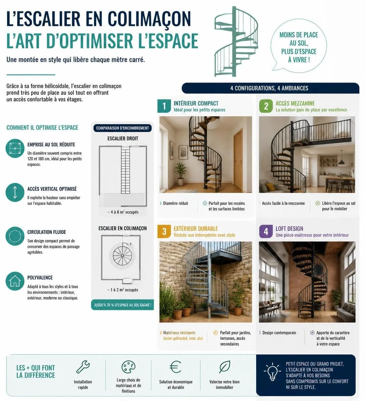 découvrez tout sur les escaliers en colimaçon : choix entre kit ou fabrication sur mesure, options disponibles et prix pour 2026. guide complet pour bien choisir et aménager votre espace.