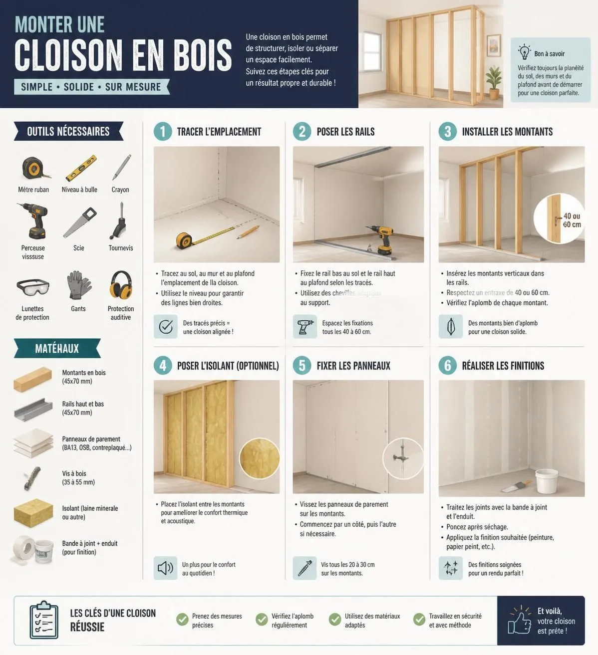 découvrez notre guide étape par étape pour fabriquer une cloison en bois soi-même, avec des conseils pratiques et des instructions claires pour réussir votre projet de rénovation.