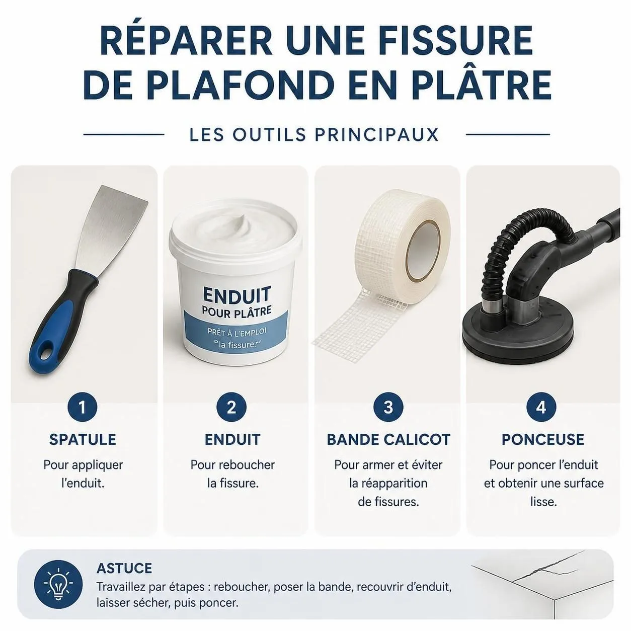 découvrez comment identifier et réparer efficacement une fissure dans un plafond en plâtre pour éviter qu'elle ne s'aggrave. conseils pratiques et étapes à suivre pour un plafond impeccable.