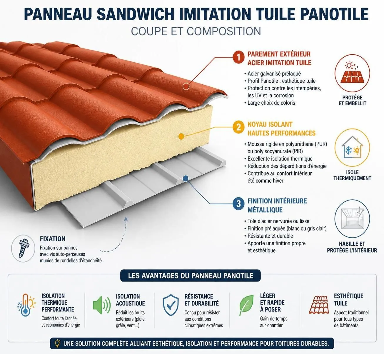 découvrez le panotile, le panneau sandwich imitation tuile alliant esthétique et performance. informez-vous sur ses prix, sa pose facile et les avis des utilisateurs pour faire le meilleur choix.