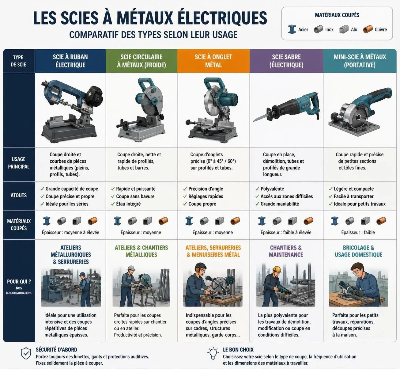 découvrez notre guide d'achat complet et comparatif des meilleures scies à métaux électriques, adaptées à chaque type de matériau à couper pour des découpes précises et efficaces.