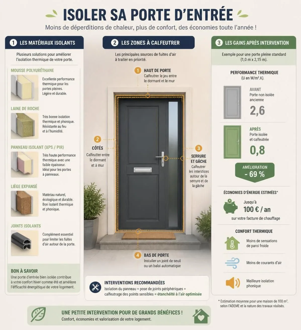 découvrez comment calfeutrer efficacement votre porte d'entrée avec les bons matériaux et techniques pour améliorer l'isolation thermique de votre maison et réaliser des économies d'énergie.