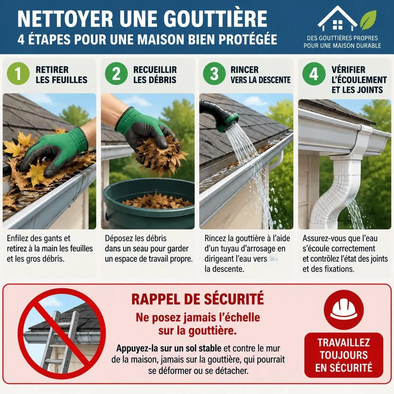 apprenez à nettoyer et réparer votre gouttière en toute sécurité, et découvrez quand faire appel à un couvreur pour éviter les dégâts.