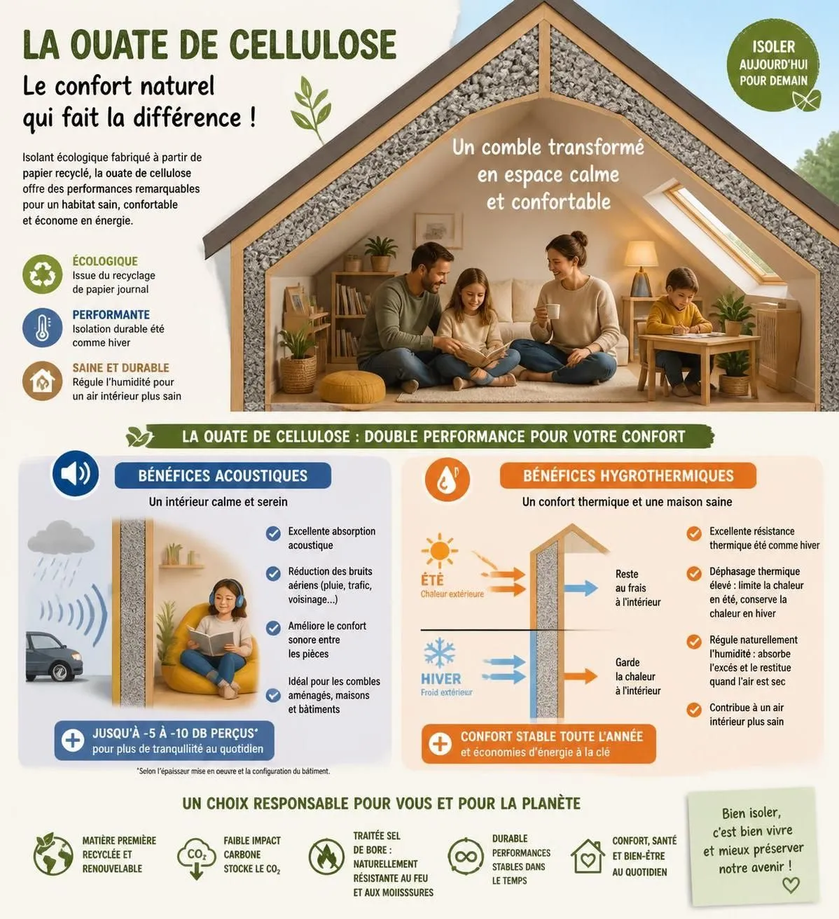 découvrez comment isoler vos combles avec de la ouate de cellulose en 2026 : méthode d'installation, épaisseur recommandée et estimation du budget pour une isolation performante et écologique.
