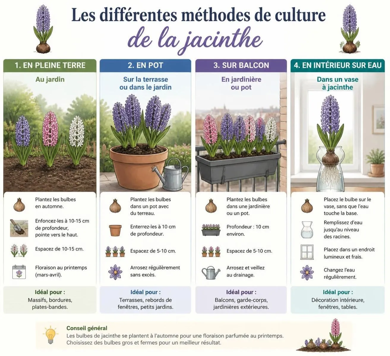 découvrez comment planter vos bulbes de jacinthe en automne pour profiter d'une floraison parfumée et colorée au printemps. conseils pratiques et astuces de jardinage.