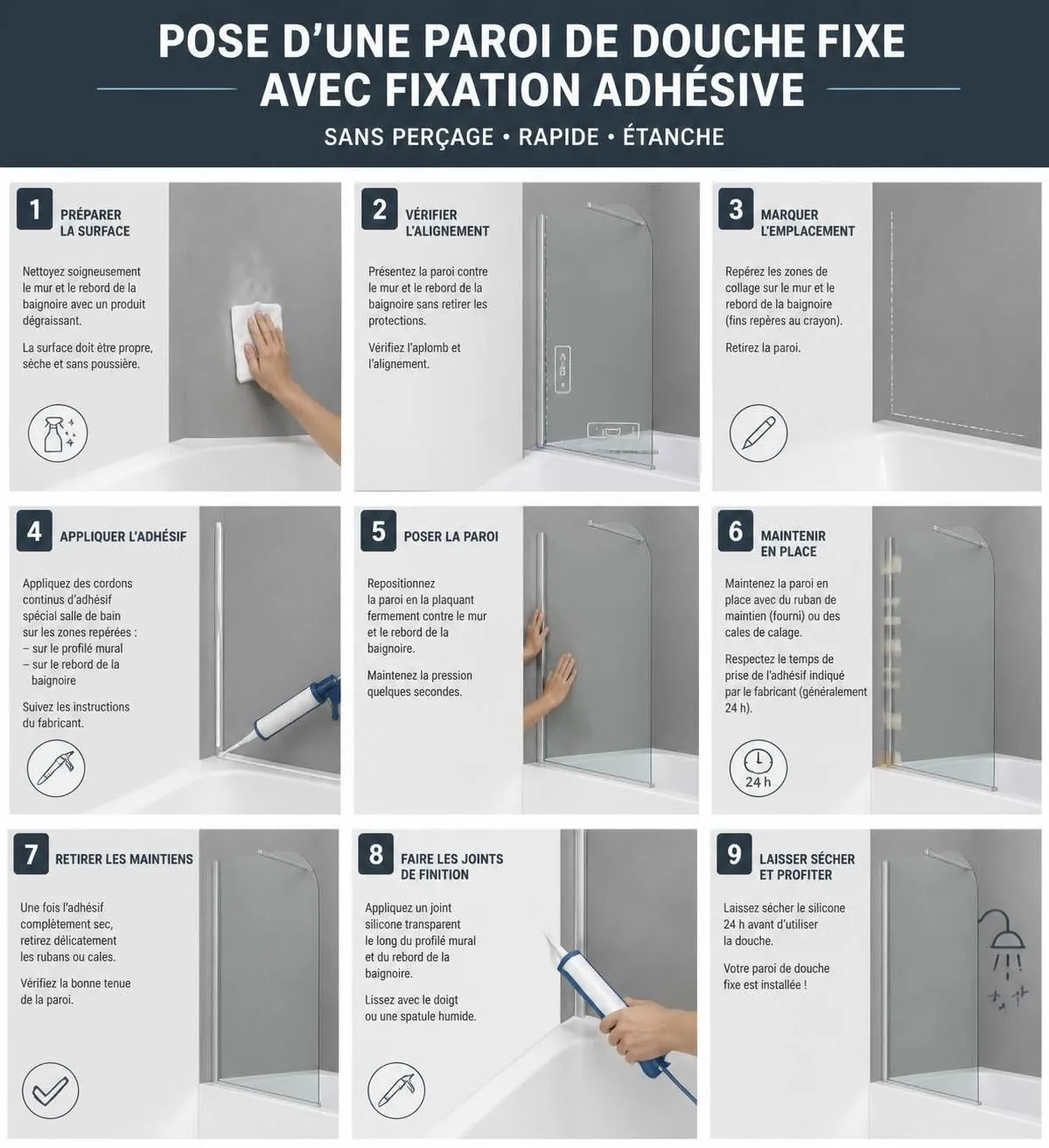 découvrez comment poser un pare-douche sans utiliser de silicone grùce à des solutions et fixations efficaces et durables pour une installation propre et robuste.