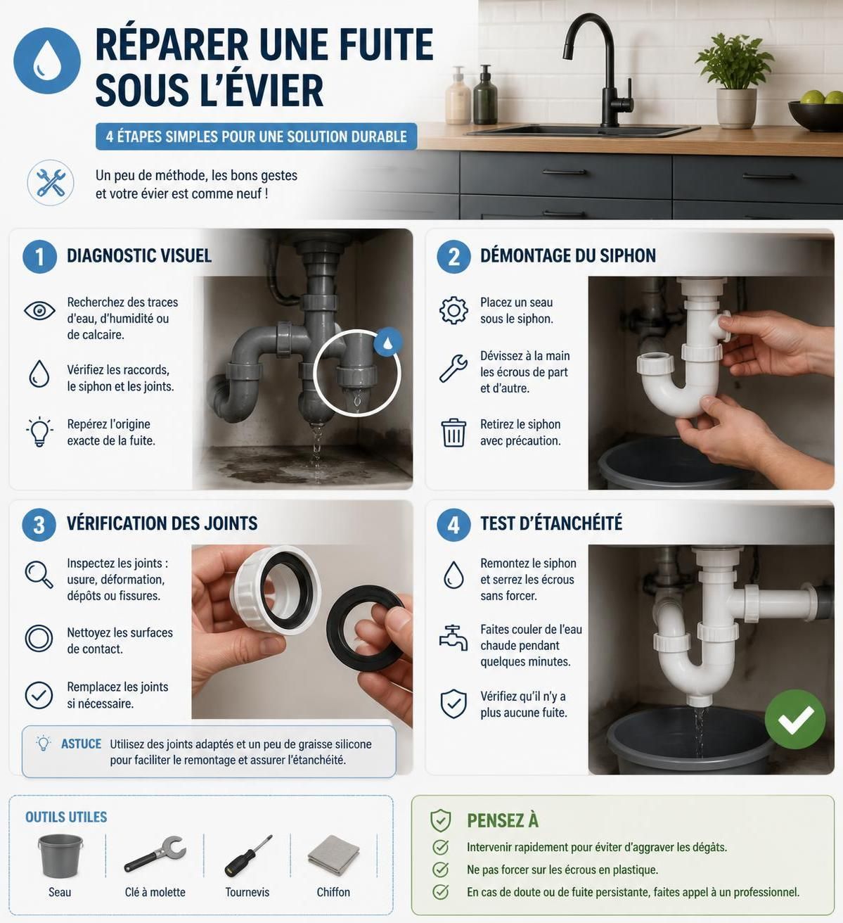 découvrez les causes fréquentes d'une fuite sous l'évier et apprenez comment intervenir facilement sans l'aide d'un plombier grâce à nos conseils pratiques.