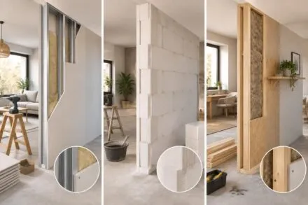Cloison de séparation légère : BA13, carreaux de plâtre ou bois — ce qu’il faut savoir ba13, carreaux de plâtre ou bois : comparez les solutions pour choisir une cloison légère adaptée à vos besoins, votre budget et votre intérieur.