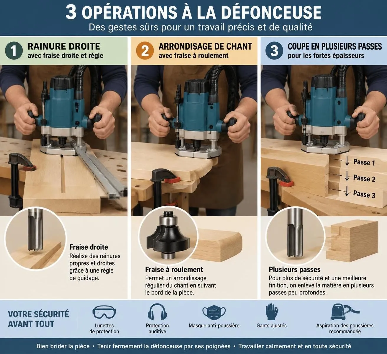 découvrez comment utiliser une défonceuse pour rainurer, arrondir les bords et travailler le bois avec précision, sécurité et les bons réglages.
