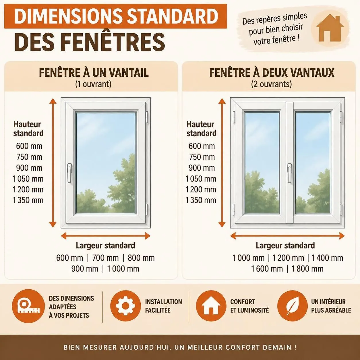 découvrez les dimensions standard des fenêtres, leurs hauteurs et largeurs normalisées, pour choisir le modèle adapté à votre projet sans erreur.