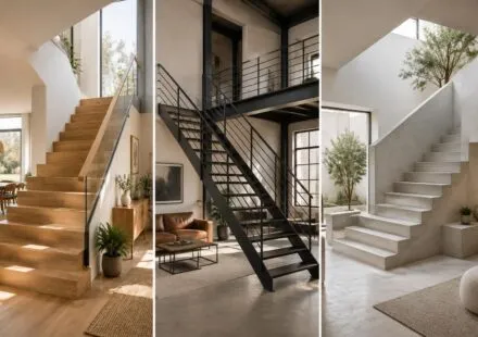 Escalier intérieur : bois, métal ou béton — guide pour choisir selon votre maison bois, métal ou béton : comparez les matériaux pour votre escalier intérieur et choisissez celui qui s’accorde à votre maison, votre style et votre budget.