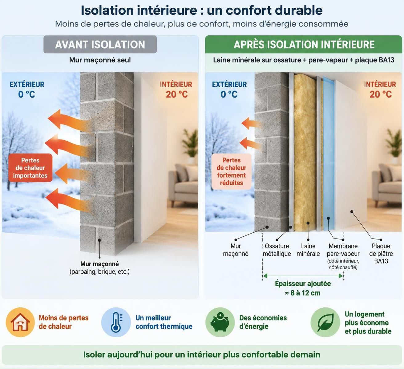 découvrez les avantages et les contraintes de l’isolation des murs par l’intérieur avec doublage ba13 et laine minérale : confort, pose et points à prévoir.