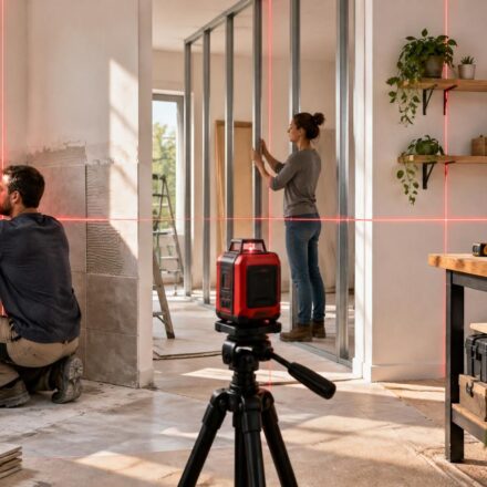 découvrez pourquoi le niveau laser en croix simplifie la pose de carrelages, l’installation de cloisons et la fixation d’étagères, avec un alignement précis.