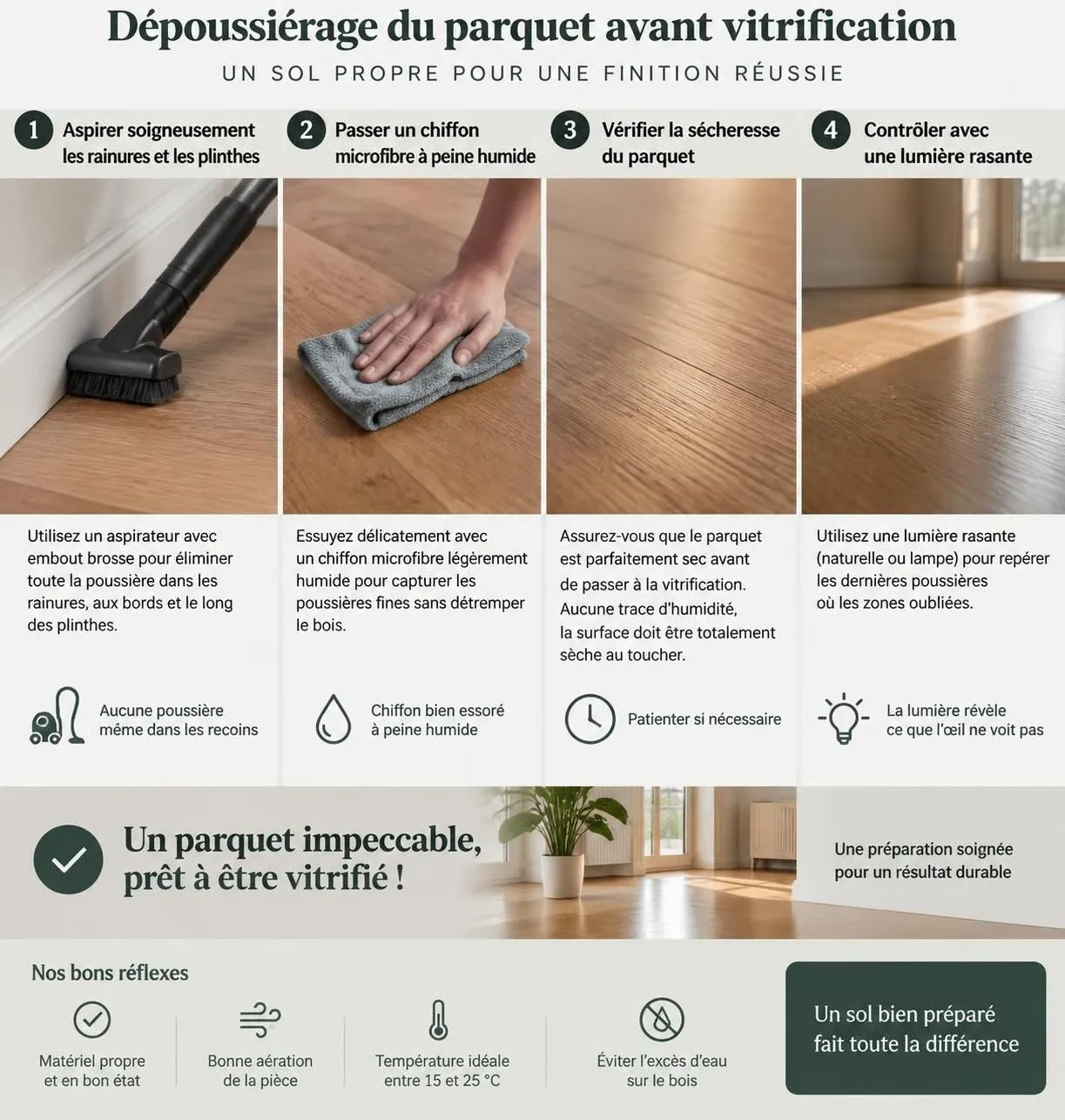 découvrez les étapes pour poncer et vitrifier un vieux parquet, choisir les bons produits et respecter les temps de séchage pour une finition durable.