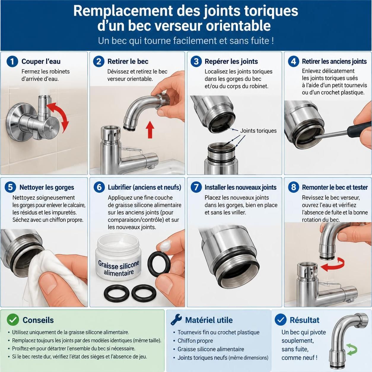 découvrez comment diagnostiquer un robinet mitigeur qui coule et réparer la fuite selon son origine : cartouche, joint ou raccord.